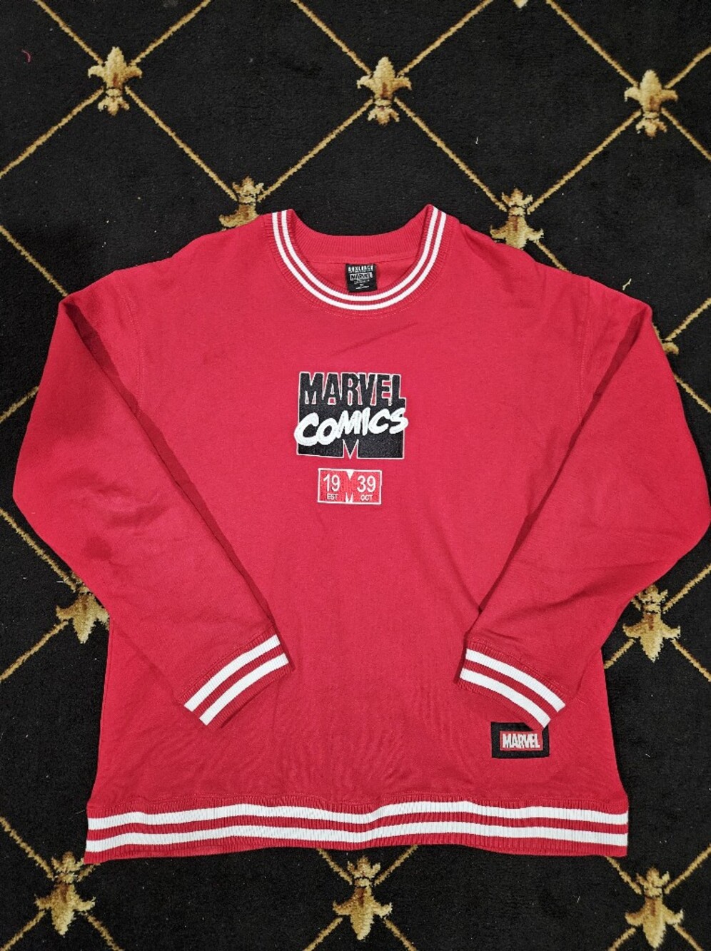 Marvel Studios Logo Topographic Pattern Crewneck — BoxLunch Exclusive size 2XL